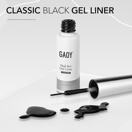 GAOY Black Swirl Gel Nail Polish Art Liner with Thin Brush 8ml
