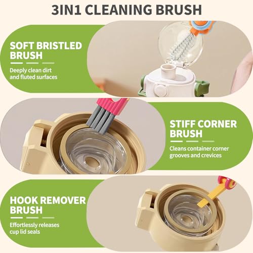 3-in-1 Cup Lid Cleaning Brush Set - Multifunctional Bottle Cleaner