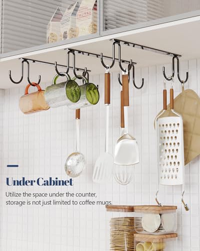 Luckinow Black Mug Hooks Under Cabinet - 3 Pack Metal Cup Rack