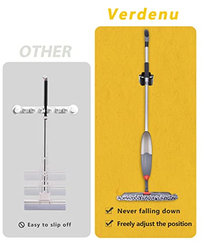Verdenu Stainless Steel Broom Holder - 6 Pack Wall Mount Organizer