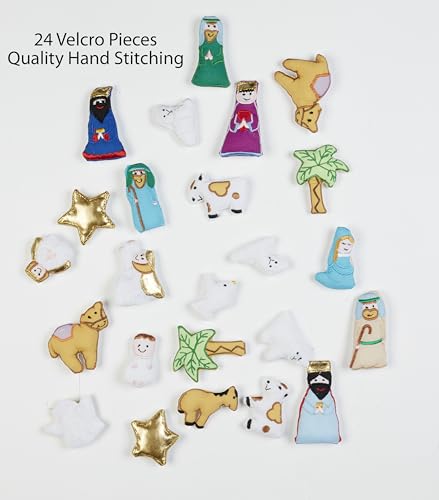 Nativity Fabric Advent Calendar with Manger Scene - Christmas Countdown Decor