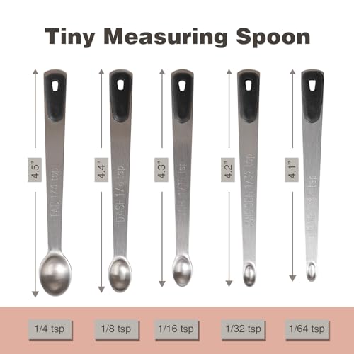 Black Mini Measuring Spoon Set with Silicone Grip - 5 Pack