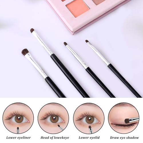 4-Piece Mini Eye Makeup Brush Set for Eyeshadow Eyeliner and Concealer
