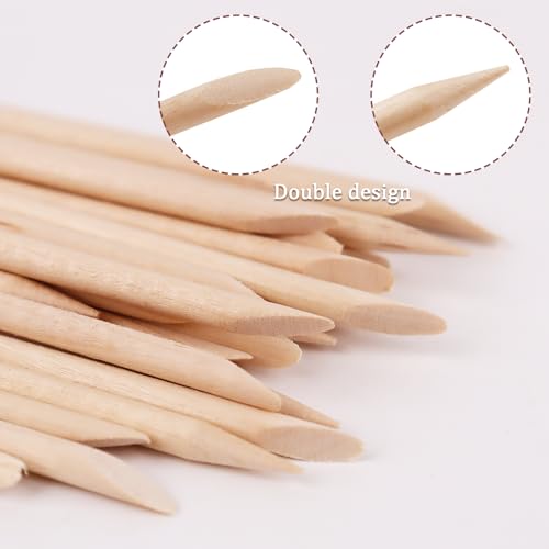 YOLCAR 200PCS Orange Wood Nail Sticks, 4.5-Inch Double Sided Cuticle Pusher