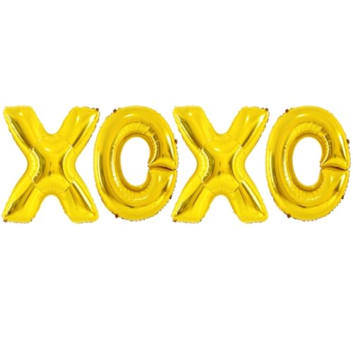 Soochat XOXO Mylar Balloons - 16 Inch Valentine Decor, 4 Pack