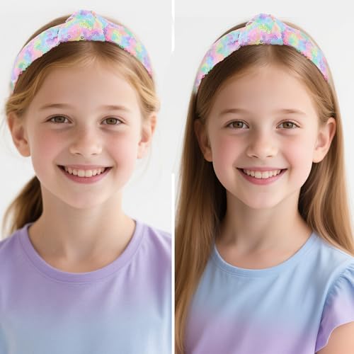 Moikolok Sequin Knotted Headbands 3-Pack Sparkly Hair Accessories