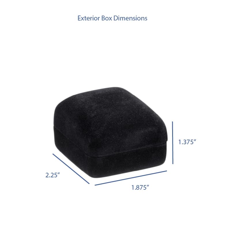 ALLUREPACK Luxury Rounded-Top Black Velvet Ring Box for Engagement