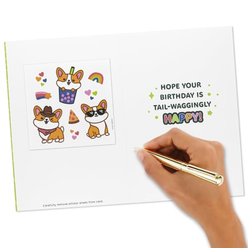 Hallmark Kids Birthday Card - You're Extra-Corgi-Nary with Stickers