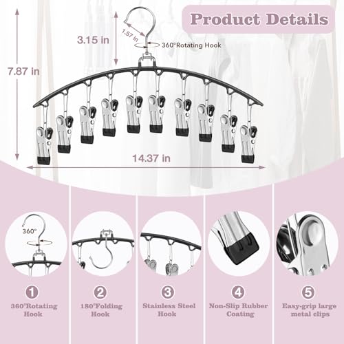 Black Legging Organizer with 360° Swivel Hook - 2 Pack Pants Hanger