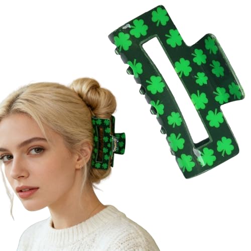 St. Patrick's Day Green Clover Hair Claw Clip Shamrock Hair Accessory