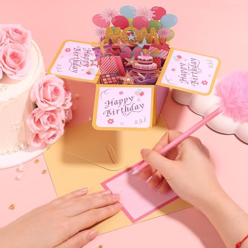 Gosknor 3D Happy Birthday Pop Up Card for Mom with Envelope