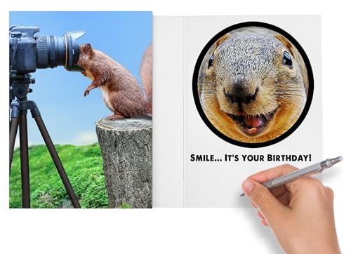 Funny Birthday Card for Her, Him, Friend - Animal Photo Humor, 5x7 Card with Free Bonus