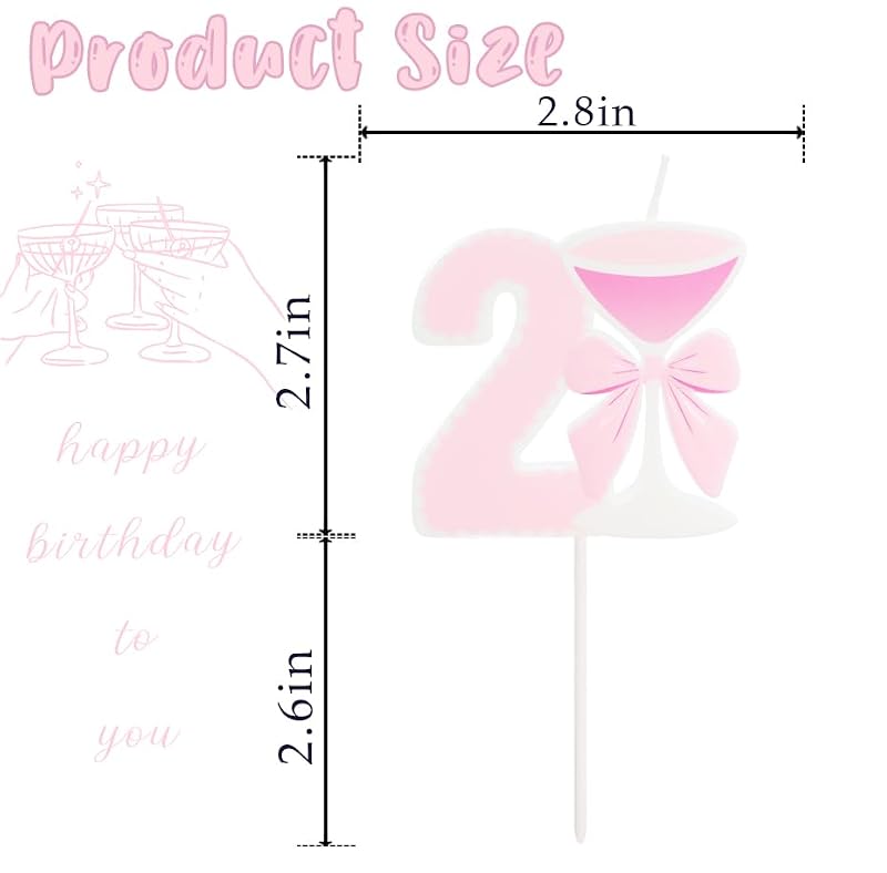 Pink Goblet Number 21 Candle - 21st Birthday Decoration