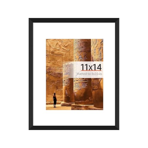 11x14 Black Picture Frame for Wall Display | Fits 8x10 with Mat