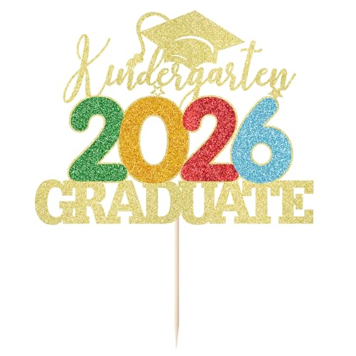 2026 Kindergarten Graduation Cake Topper - Gold Decoration