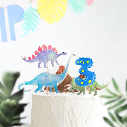 Blue Dinosaur Candle #3 - 2.76" Birthday Cake Topper