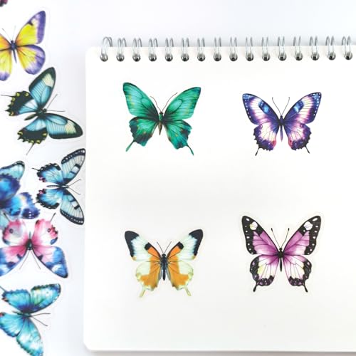 Colorful Butterfly Stickers - 56 Waterproof Transparent PET