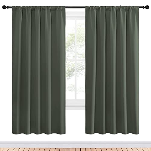NICETOWN Dark Mallard Blackout Curtains 52" x 72" - 1 Pair Thermal Drapes