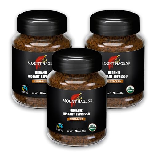 Mount Hagen Organic Instant Espresso Coffee, Medium Roast, 1.76oz (Pack of 3)