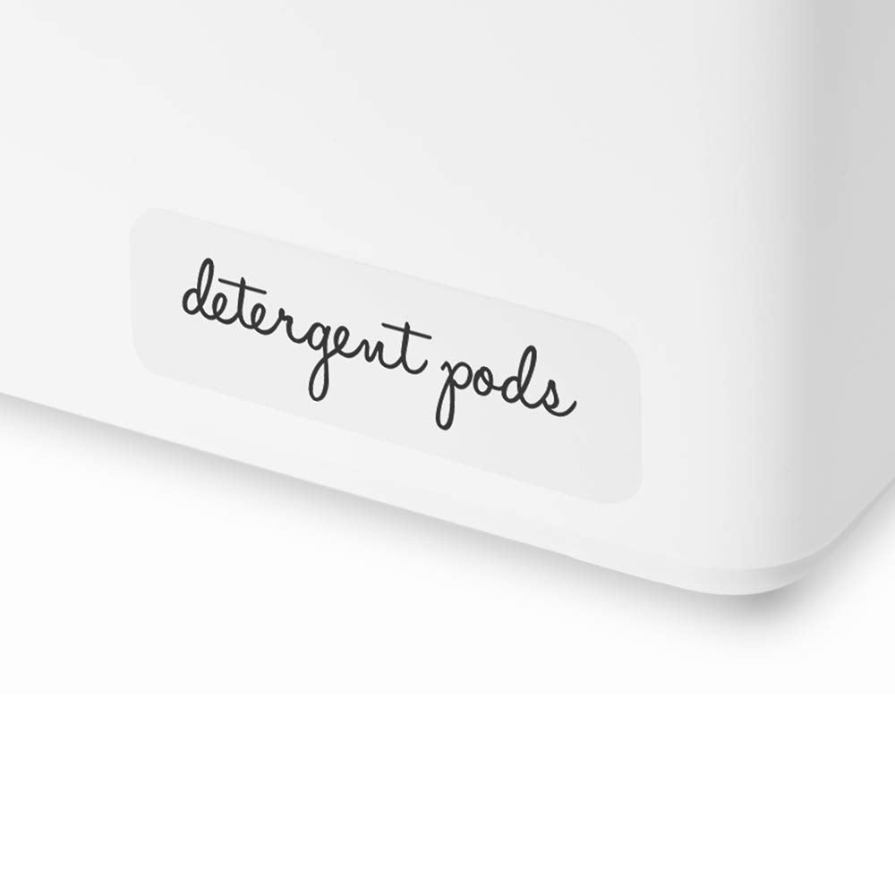 madesmart Small Stacking Lid Bin, Clear-Lid Organizer for Makeup, Cotton Balls, Hair Accessories & Bathroom Essentials, Stackable Storage Bin, White