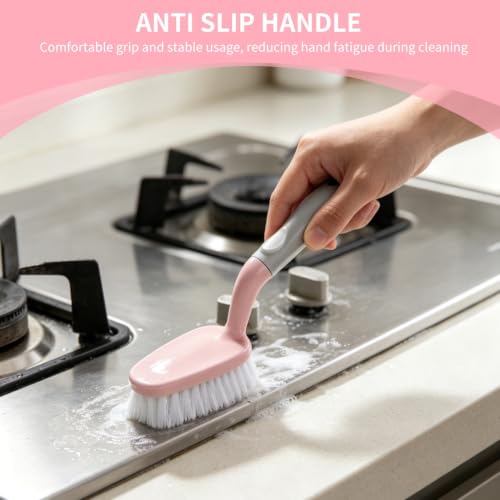Cyrank No-Scratch Shower Scrubber & Long Handle Tile Tub Cleaning Brush