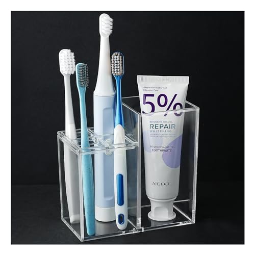Clear Acrylic Toothbrush Holder with 5 Slots for Bathroom