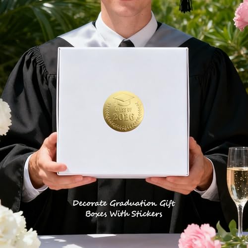 100 Pack Gold Foil Graduation Stickers for Class of 2026