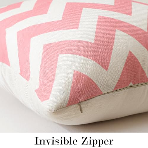 OTOSTAR Waterproof Outdoor Throw Pillow Covers, 18x18 Inch, Pink, Set of 4