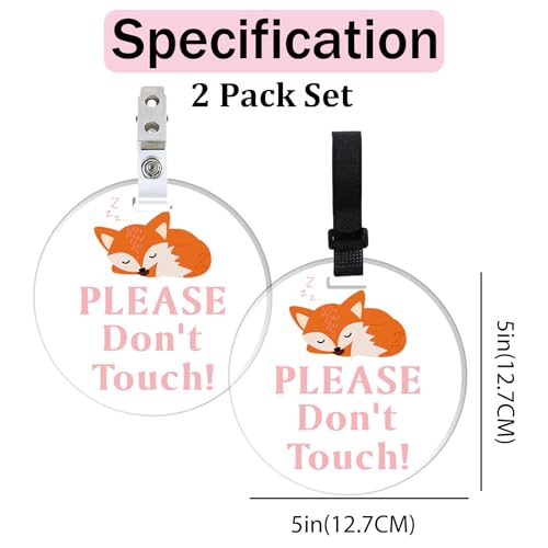 No Touching Baby Sign - 2 Pack Acrylic Stroller Tags with Clips