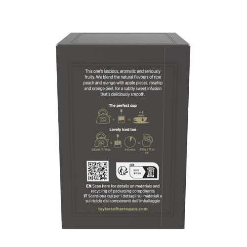 Taylors of Harrogate Peach & Mango Herbal Tea - 20 Individually Wrapped Teabags