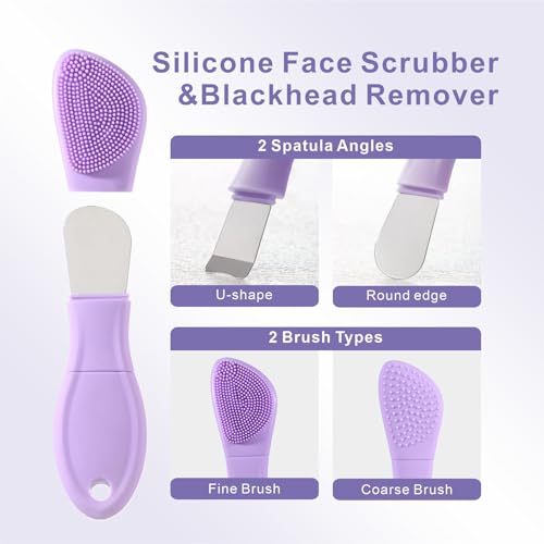 YEADMAL 2-in-1 Blackhead Remover & Silicone Face Scrubber (Purple)