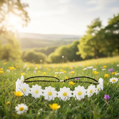Boho Daisy and Sunflower Floral Crown Headband Hair Wreath for Weddings