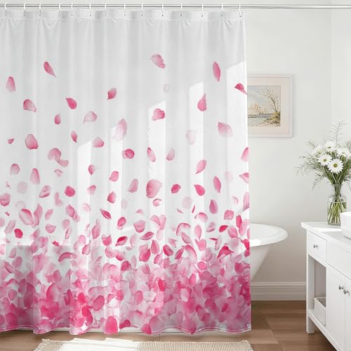 Mocsicka Pink Floral Shower Curtain, 72"x72" Waterproof Bathroom Decor