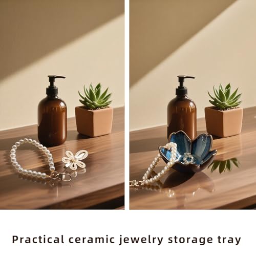 Floral Ceramic Jewelry Tray - 3.5" Ring Holder & Trinket Bowl