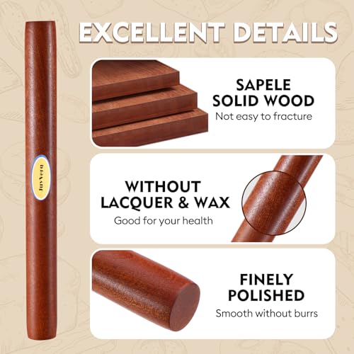 15.75-Inch Non-Stick Sapele Wood Rolling Pin for Baking
