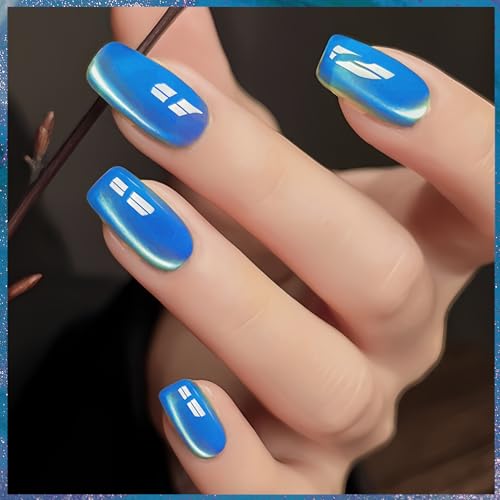 KAHSOSE Blue Jelly Cat Eye Gel Nail Polish Magnetic Reflective Finish