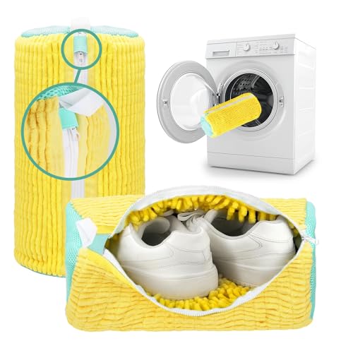 ZENO Yellow Shoe Washing Machine Bag - 2pcs Reusable Sneaker Cleaner