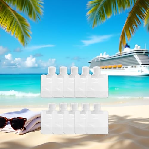 Cauaoa 10 PCS Refillable Travel Toiletry Pouches 30ml Squeeze Bags