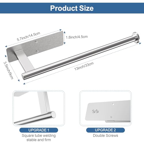 CUXIXA Under Cabinet Paper Towel Holder, Stainless Steel Wall Mount - Silver