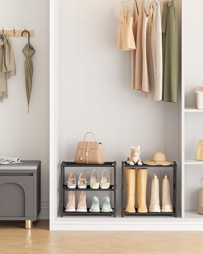 HITHIM 3-Tier Narrow Shoe Rack - Stackable Organizer for Entryway