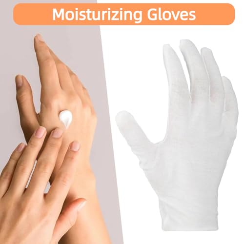 7 Pairs White Cotton Moisturizing Gloves for Dry Hands and Eczema