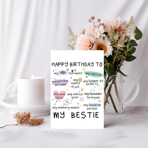 Funny Birthday Card for Best Friend & Sister - 8x5.3in