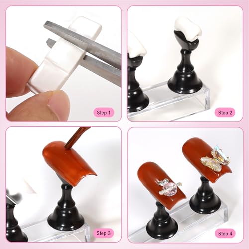 MISSELF Magnetic Nail Art Practice Holder Set with Crystal Base and Putty