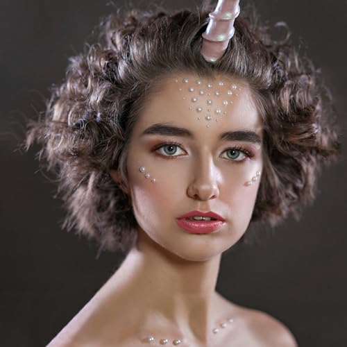 Quacc 660 PCS Self Adhesive Pearl Stickers Flat Back Pearls for Hair, Face, Makeup, Nails and Crafts