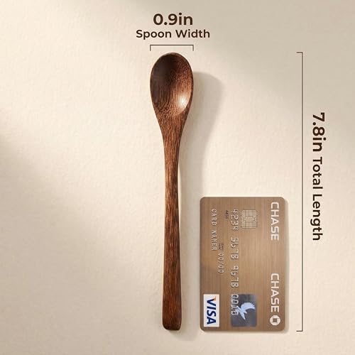 2 Premium Handcrafted Wooden Coffee & Espresso Spoons - 7.8 Inch Long Handle