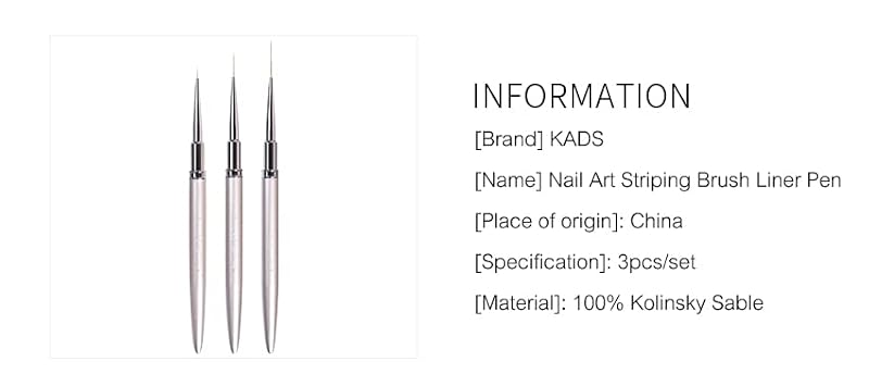 Rolabling Kolinsky Nail Art Liner Brush - 3# Ultra Thin Striping Pen