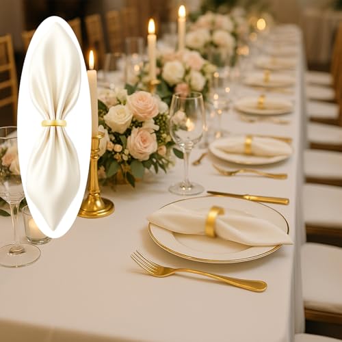 12 Pcs Gold Stainless Steel Napkin Rings - Semicircle Design