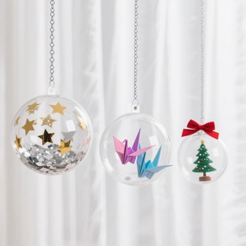 Clear Fillable Ornaments 80mm - 10 Pack Plastic DIY Craft Balls