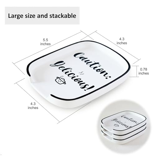 Kezario Ceramic Spoon Rest - Heat Resistant Utensil Holder with Funny Quote