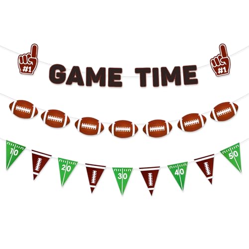 Football Party Decorations - 3 Pcs Banner Garland Set for Game Day